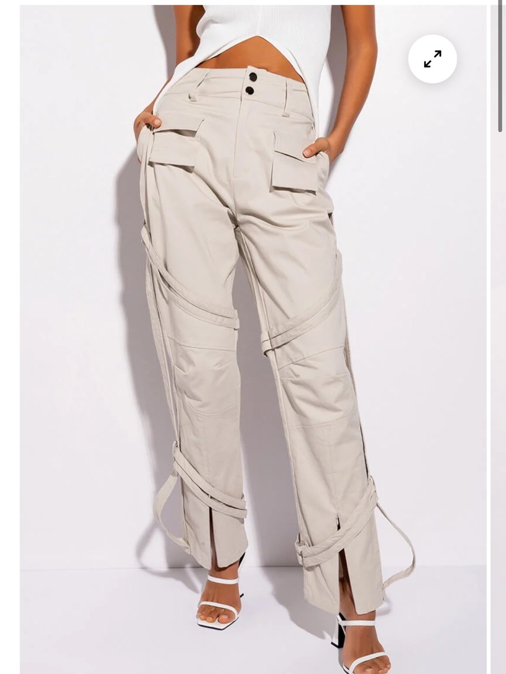 EUC Maniere De Voir Carpenter Detail Trousers w/ Utility Straps, Size 6
